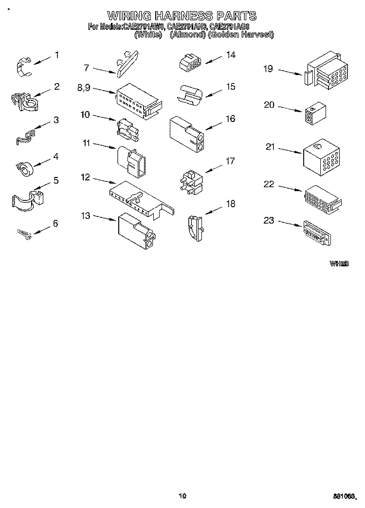 WIRING HARNESS Diagram and Parts List for CAE2791AN0  Whirlpool Washer