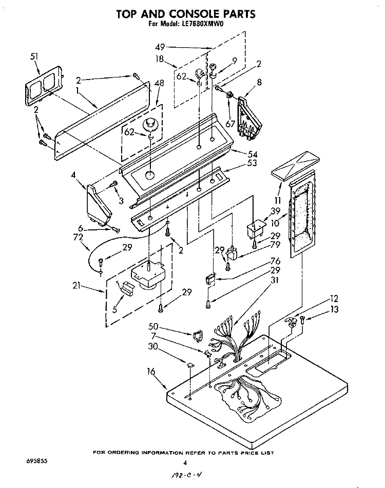SECTION Diagram and Parts List for LE7680XMW0  Whirlpool Dryer