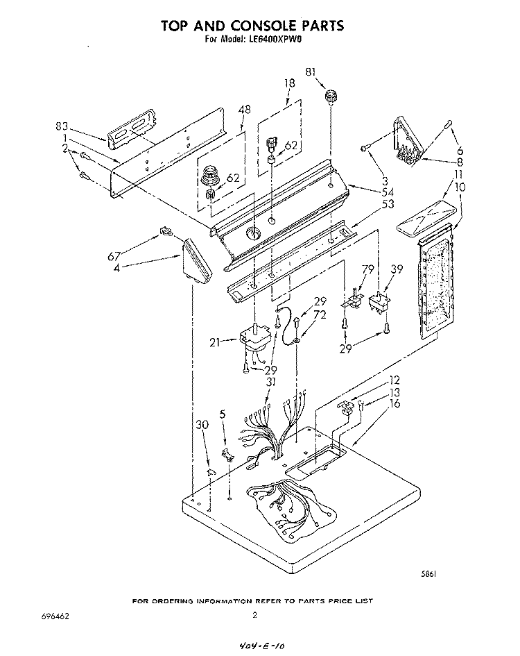 SECTION Diagram and Parts List for LE6400XPW0  Whirlpool Dryer