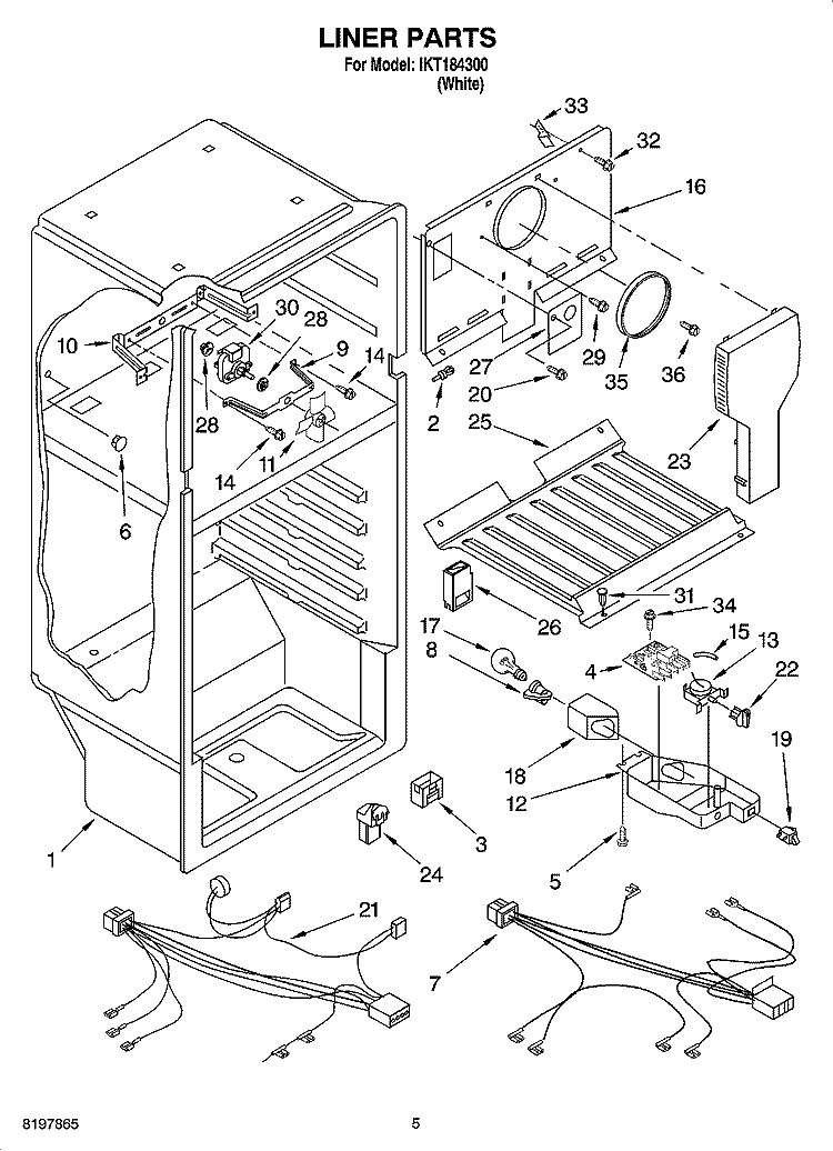 LINER PARTS Diagram and Parts List for IKT184300  Inglis Refrigerator