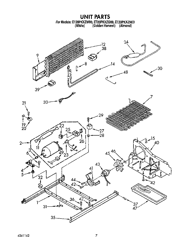 UNIT Diagram and Parts List for ET20PKXZN00  Whirlpool Refrigerator