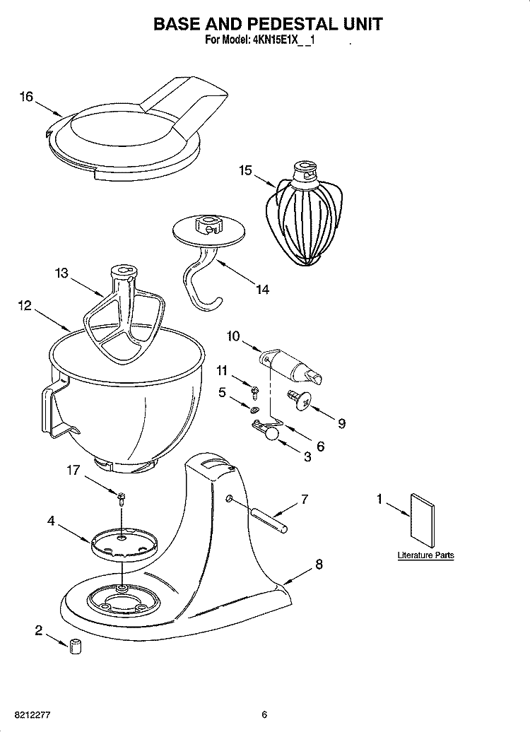 BASE AND PEDESTAL UNIT, OPTIONAL PARTS Diagram and Parts List for 4KN15E1XSL1  KitchenAid Mixer