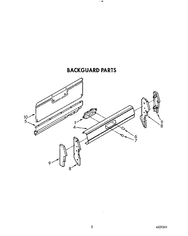 BACKGUARD Diagram and Parts List for FGP355VW1  Roper Range