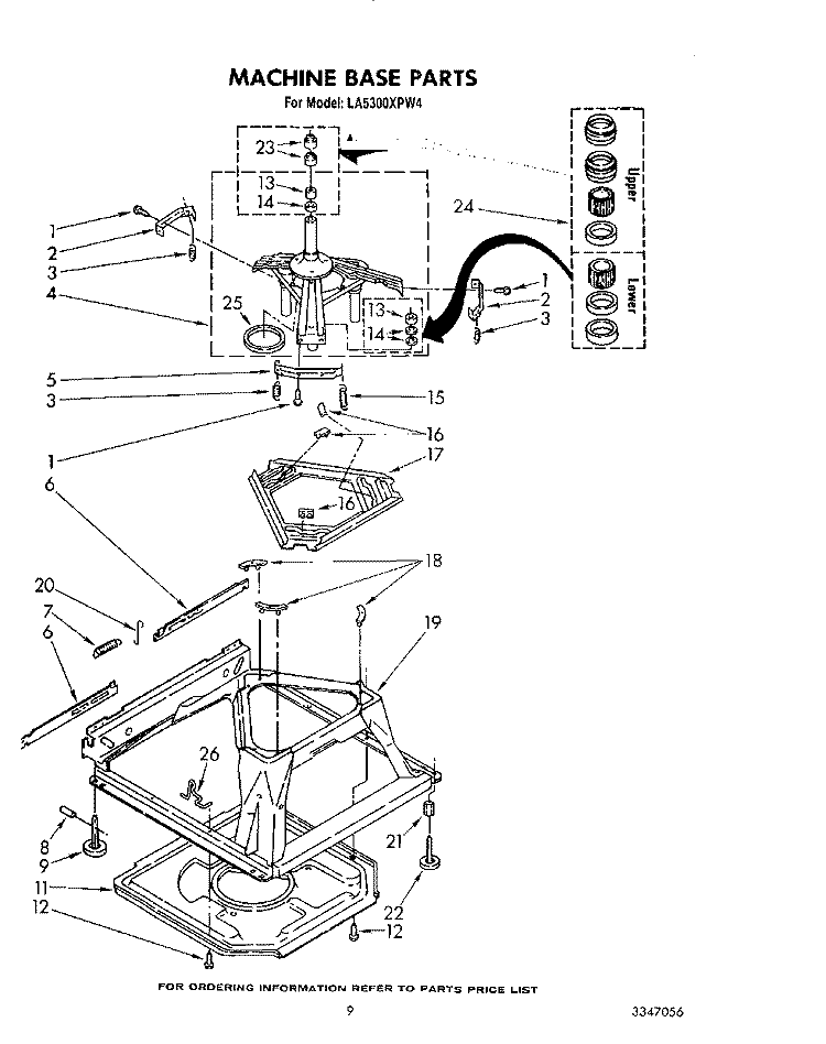 MACHINE BASE Diagram and Parts List for LA5300XPW4  Whirlpool Washer