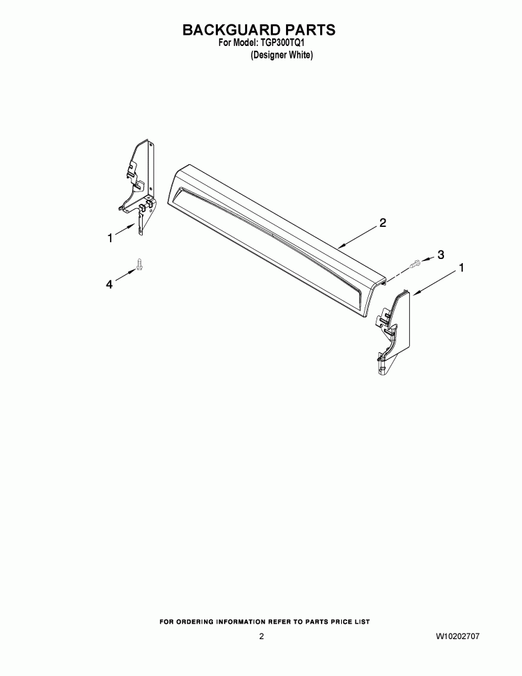 BACKGUARD PARTS Diagram and Parts List for TGP300TQ1  Estate Range