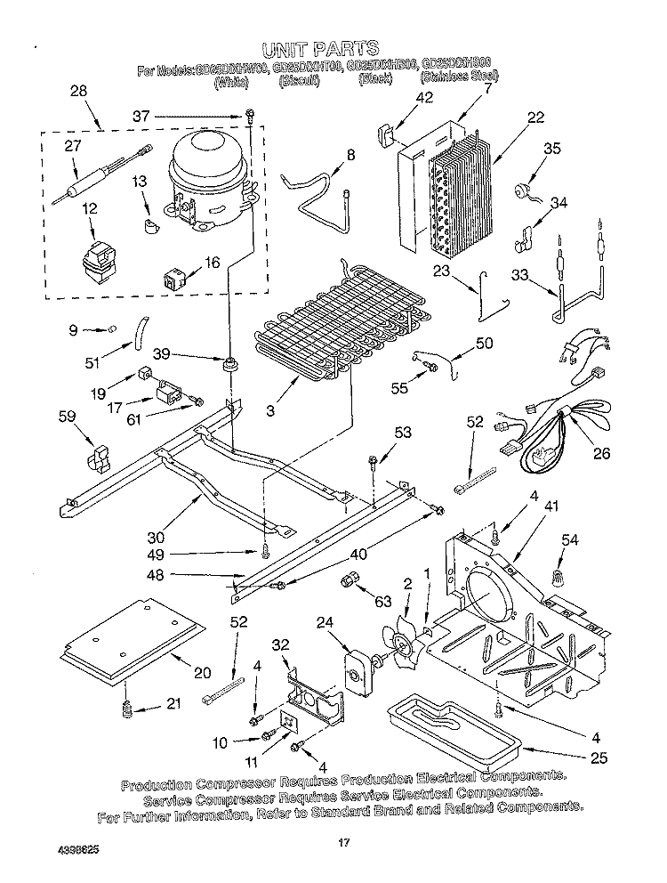 UNIT Diagram and Parts List for GD25DIXHT00  Whirlpool Refrigerator