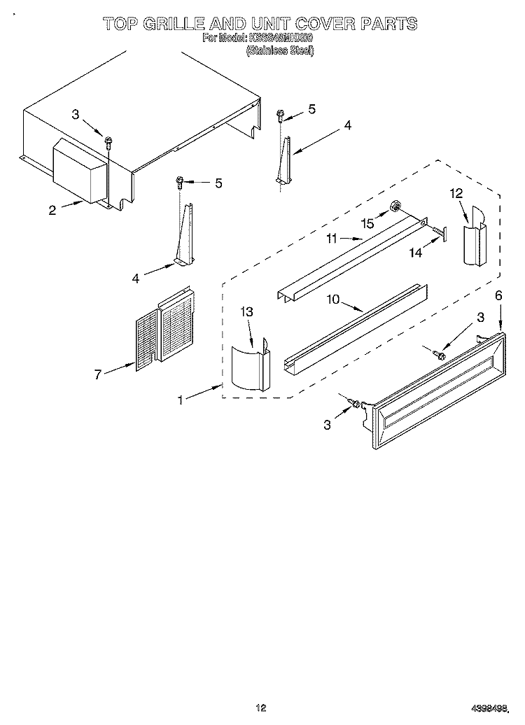 TOP GRILLE AND UNIT COVER Diagram and Parts List for KSSS48MHX00  KitchenAid Refrigerator