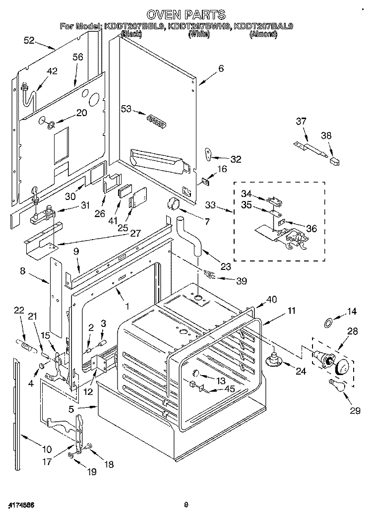 OVEN, LITERATURE Diagram and Parts List for KDDT207BAL9  KitchenAid Range