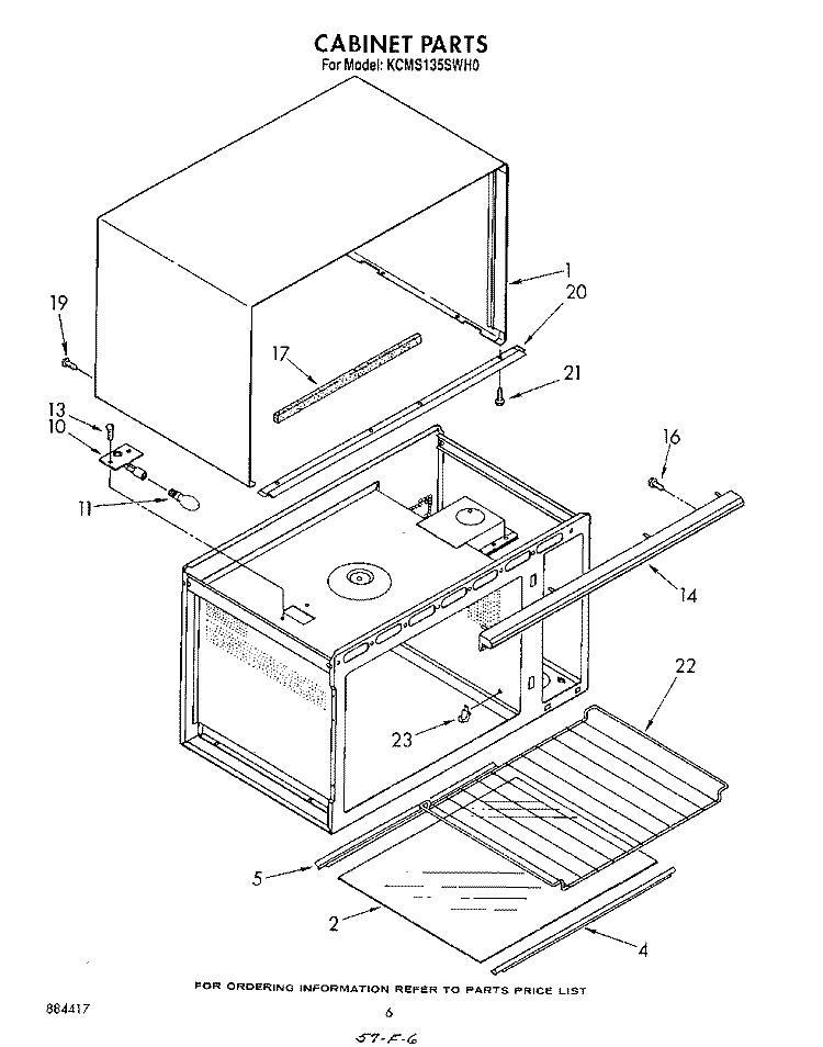 CABINET Diagram and Parts List for KCMS135SWH0  KitchenAid Microwave