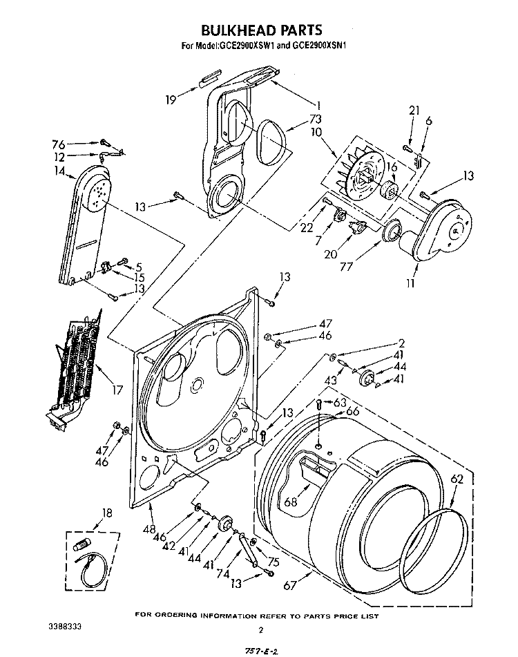 SECTION Diagram and Parts List for GCE2900XSN1  Whirlpool Dryer
