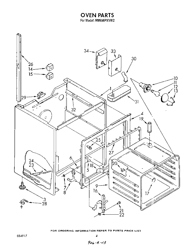 OVEN Diagram and Parts List for RM996PXVW2  Whirlpool Microwave Oven Combo