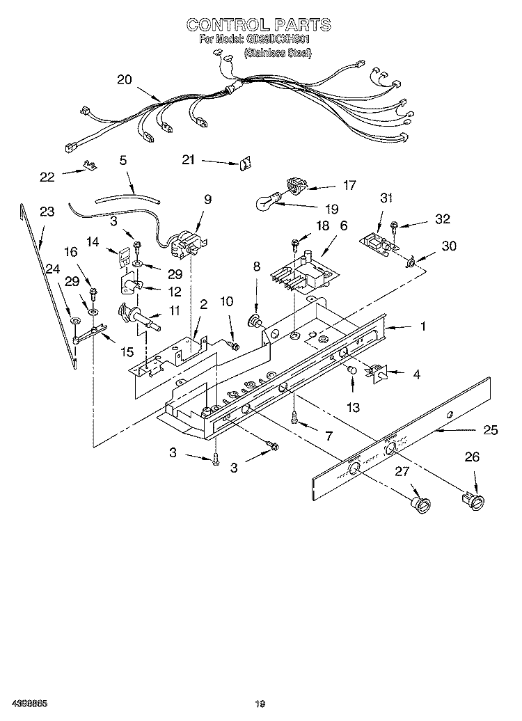 CONTROL Diagram and Parts List for GD25DCXHS01  Whirlpool Refrigerator