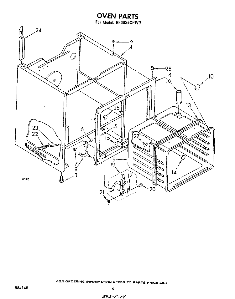 SECTION Diagram and Parts List for RF302EXPW0  Whirlpool Range