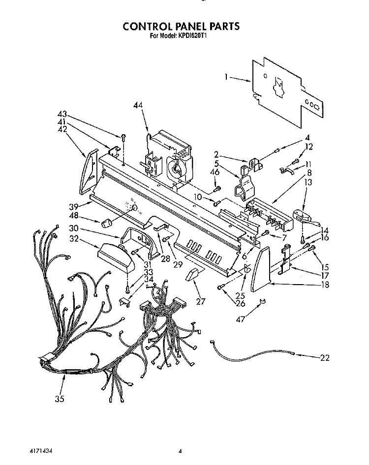 CONTROL PANEL, LIT/OPTIONAL Diagram and Parts List for KPDI620T1  KitchenAid Dishwasher