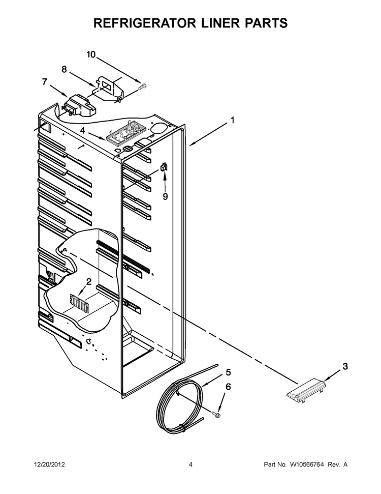 REFRIGERATOR LINER PARTS Diagram and Parts List for WRS346FIAT00  Whirlpool Refrigerator
