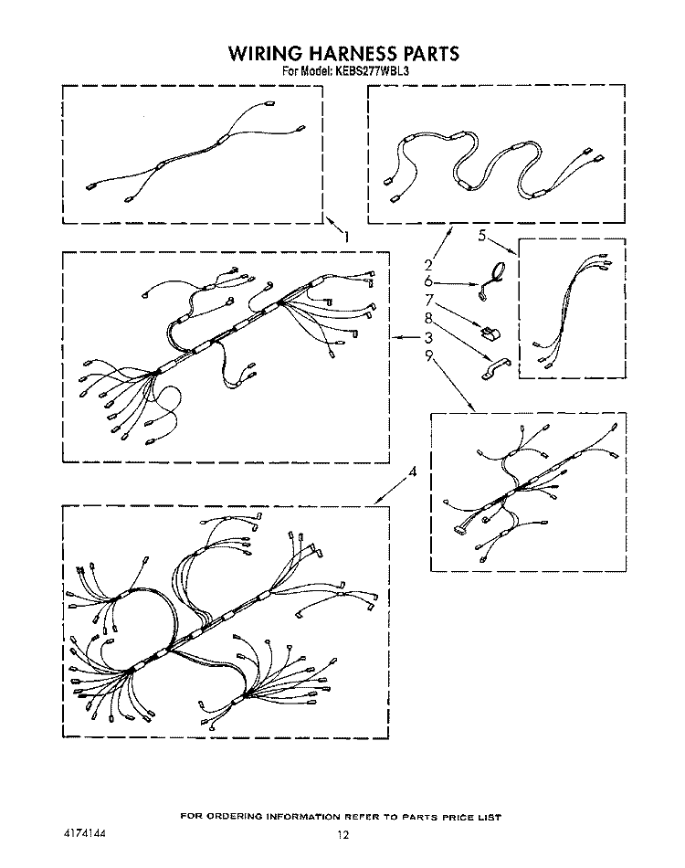 WIRING HARNESS Diagram and Parts List for KEBS277WAL3  KitchenAid Wall Oven