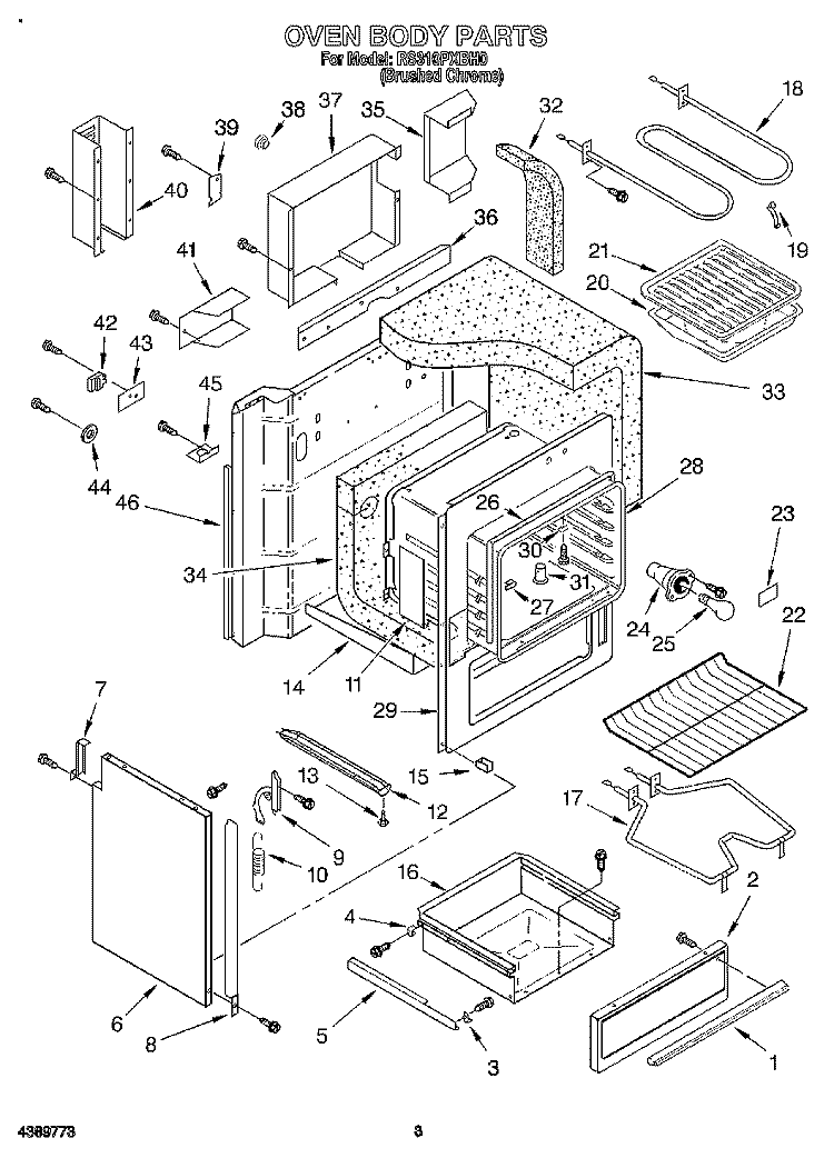 SECTION Diagram and Parts List for RS310PXBH0  Whirlpool Range