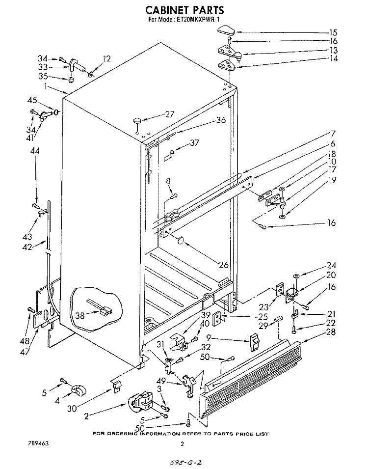 CABINET Diagram and Parts List for ET20MKXPWR1  Whirlpool Refrigerator