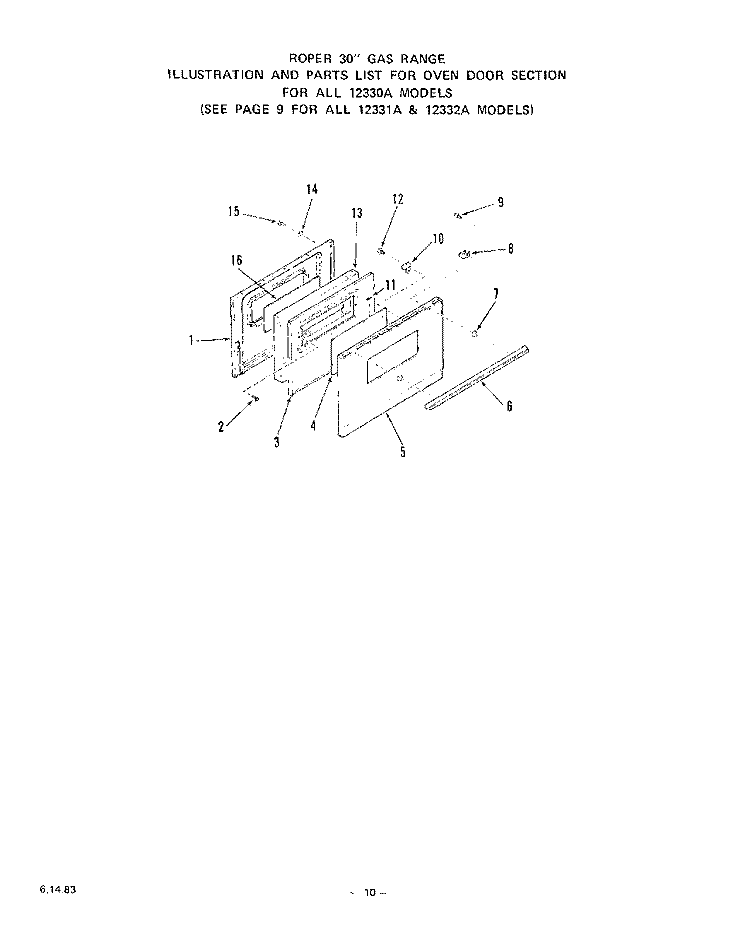 ROTISSERIE , GRIDDLE Diagram and Parts List for 1233^1A  Whirlpool Range