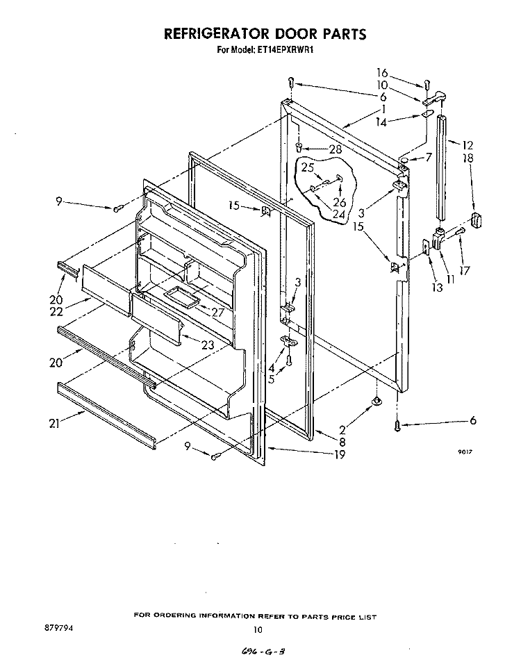 REFRIGERATOR DOOR , LIT/OPTIONAL Diagram and Parts List for ET14EPXRWR1  Whirlpool Refrigerator