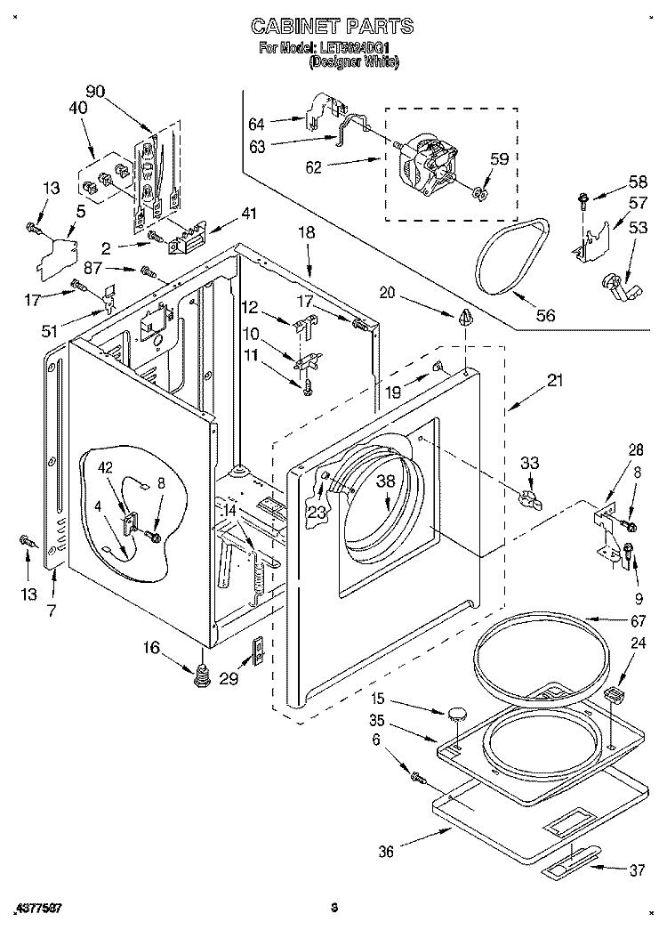 SECTION Diagram and Parts List for LET5624DQ1  Whirlpool Dryer