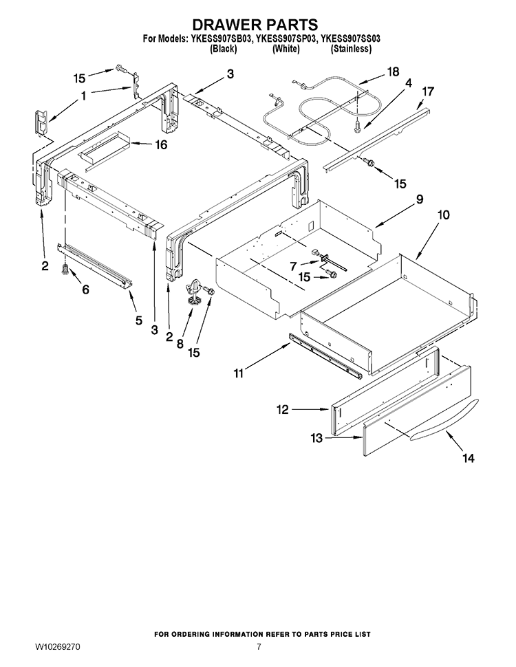 DRAWER PARTS Diagram and Parts List for YKESS907SS03  KitchenAid Range