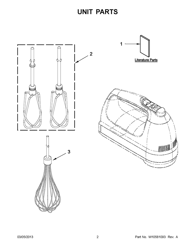 UNIT PARTS Diagram and Parts List for KHM7210QG0  KitchenAid Mixer