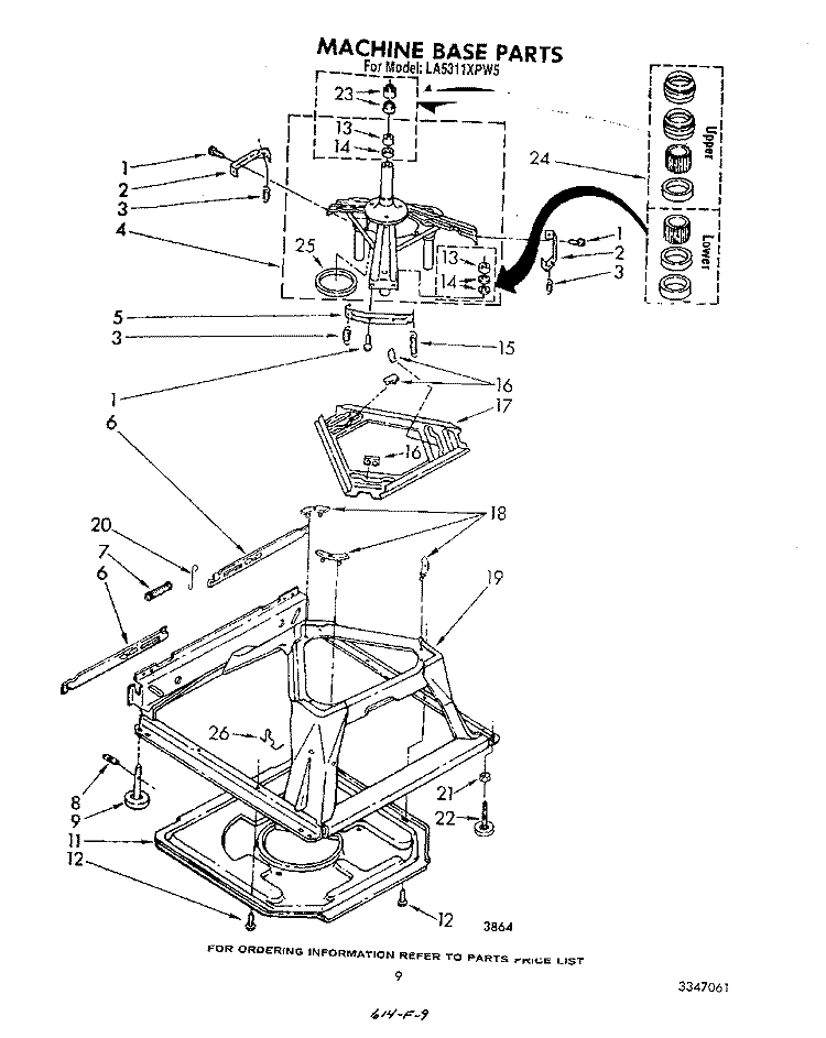 MACHINE BASE Diagram and Parts List for LA5311XPW5  Whirlpool Washer