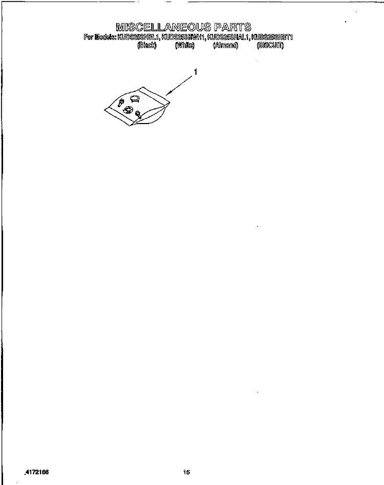 MISCELLANEOUS, OPTIONAL Diagram and Parts List for KUDS25SHBT1  KitchenAid Dishwasher