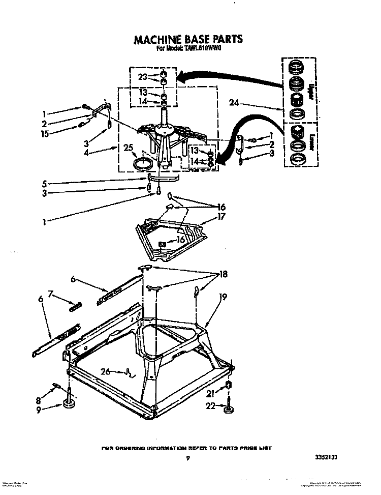MACHINE BASE Diagram and Parts List for TAWL610WW0  Estate Washer