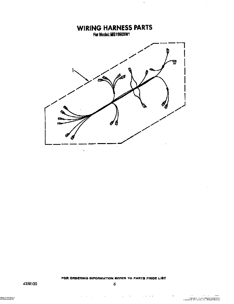 WIRING HARNESS, OPTIONAL Diagram and Parts List for MS1650XW1  Whirlpool Microwave