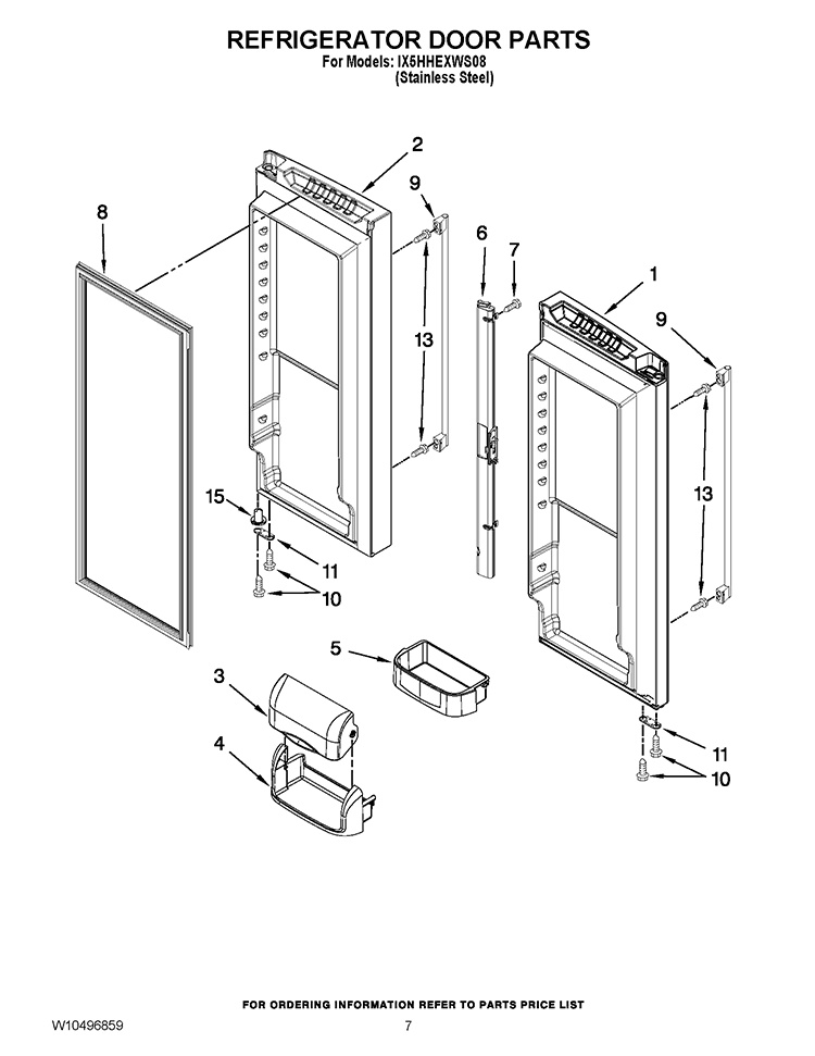 REFRIGERATOR DOOR PARTS Diagram and Parts List for IX5HHEXWS08  Whirlpool Refrigerator