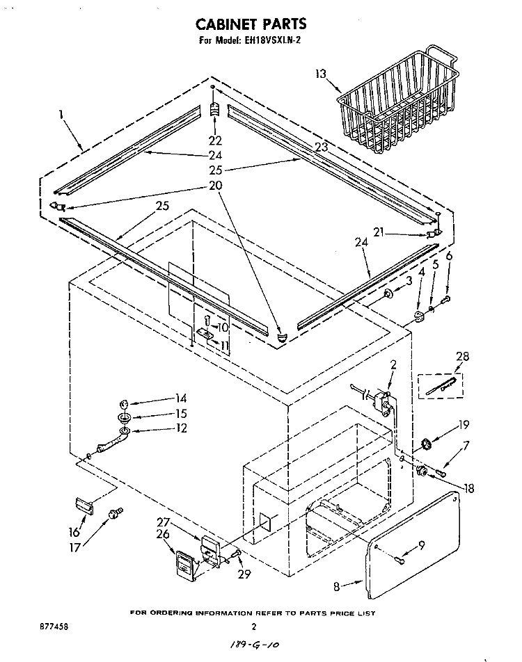 SECTION Diagram and Parts List for EH18VSXLN2  Whirlpool Freezer