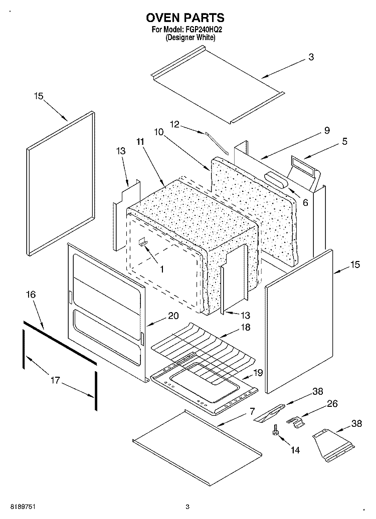 OVEN Diagram and Parts List for FGP240HQ2  Roper Range