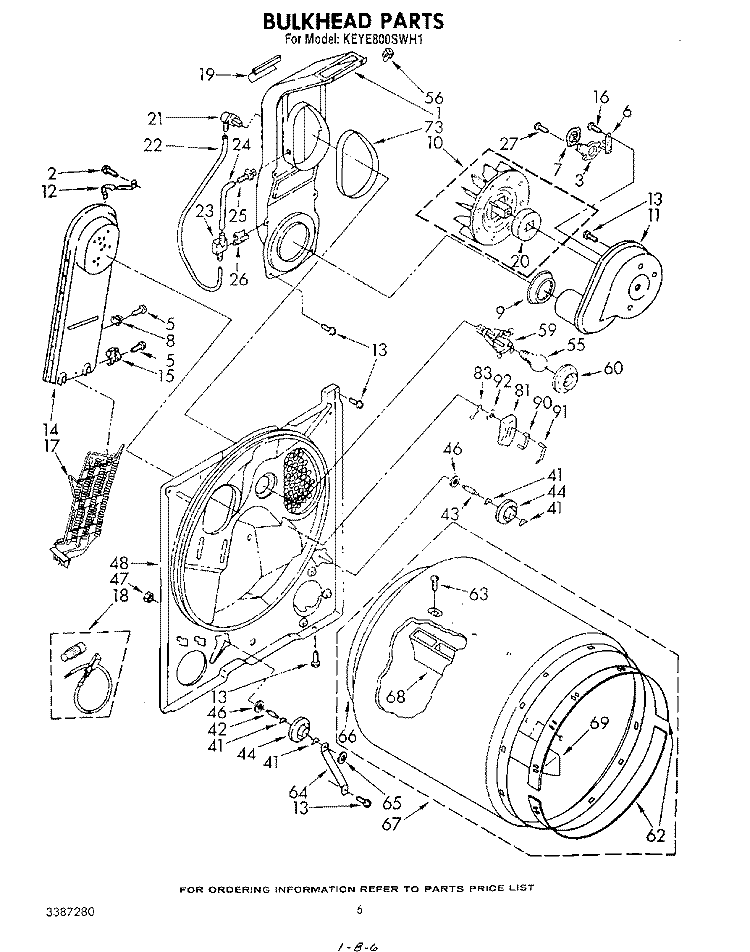 SECTION Diagram and Parts List for KEYE800SWH1  KitchenAid Dryer