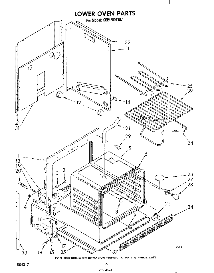 LOWER OVEN Diagram and Parts List for KEBI200TBL1  KitchenAid Wall Oven