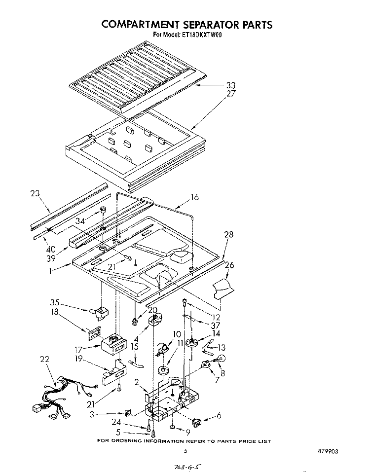 COMPARTMENT SEPARATOR Diagram and Parts List for ET18DKXTF00  Whirlpool Refrigerator