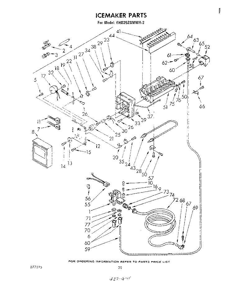 ICEMAKER, NOT ILLUSTRATED Diagram and Parts List for EHD252SMWR2  Whirlpool Refrigerator