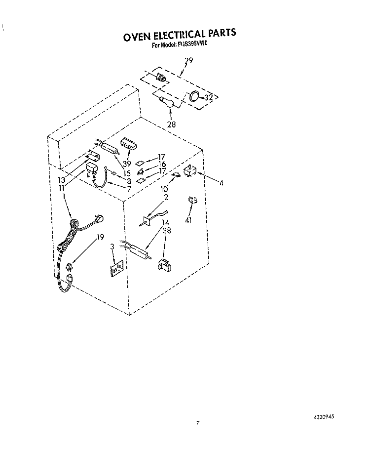 OVEN ELECTRICAL Diagram and Parts List for FGS395VL0  Whirlpool Range
