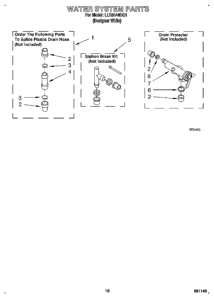 WATER SYSTEM Diagram and Parts List for LLR5144BQ1  Whirlpool Washer