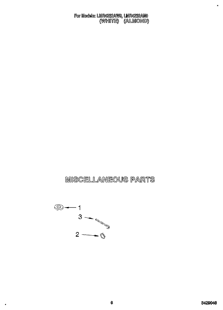 MISCELLANEOUS Diagram and Parts List for LMR4232AW0  Whirlpool Washer