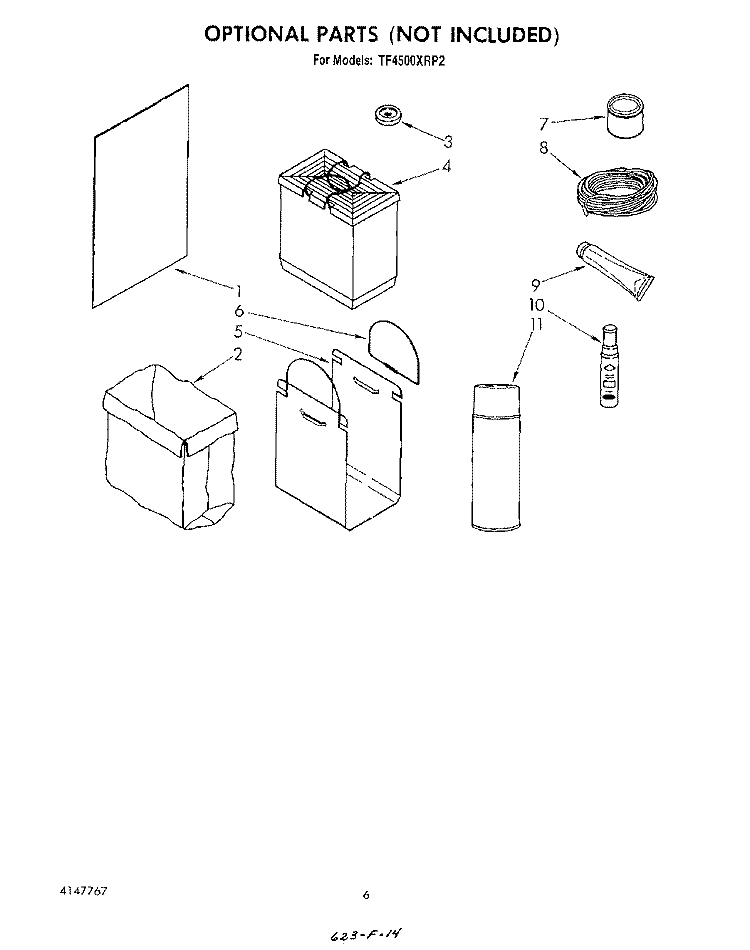 LIT/OPTIONAL Diagram and Parts List for TF4500XRP2  Whirlpool Trash Compactor