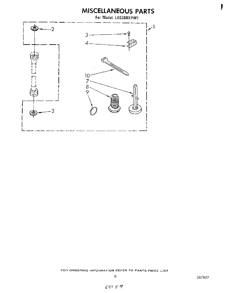 MISCELLANEOUS , LITERATURE AND OPTIONAL Diagram and Parts List for LA5380XPW1  Whirlpool Washer