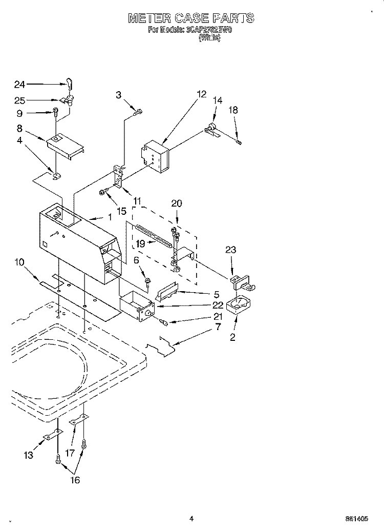 METER CASE Diagram and Parts List for 6CAP2782EW0  Whirlpool Washer