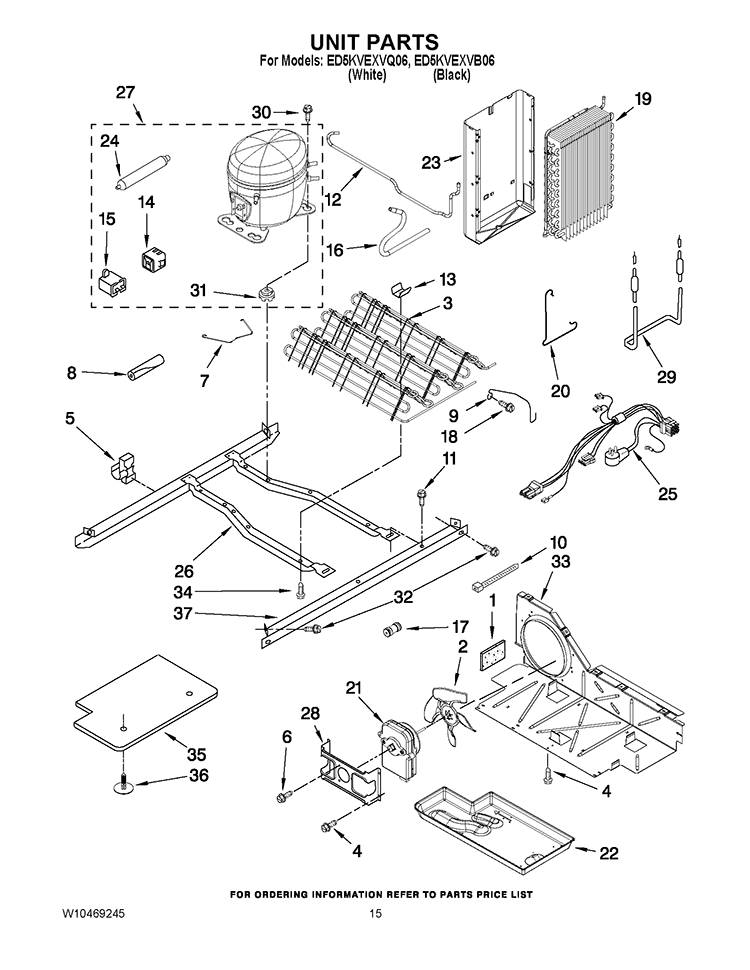 UNIT PARTS Diagram and Parts List for ED5KVEXVB06  Whirlpool Refrigerator