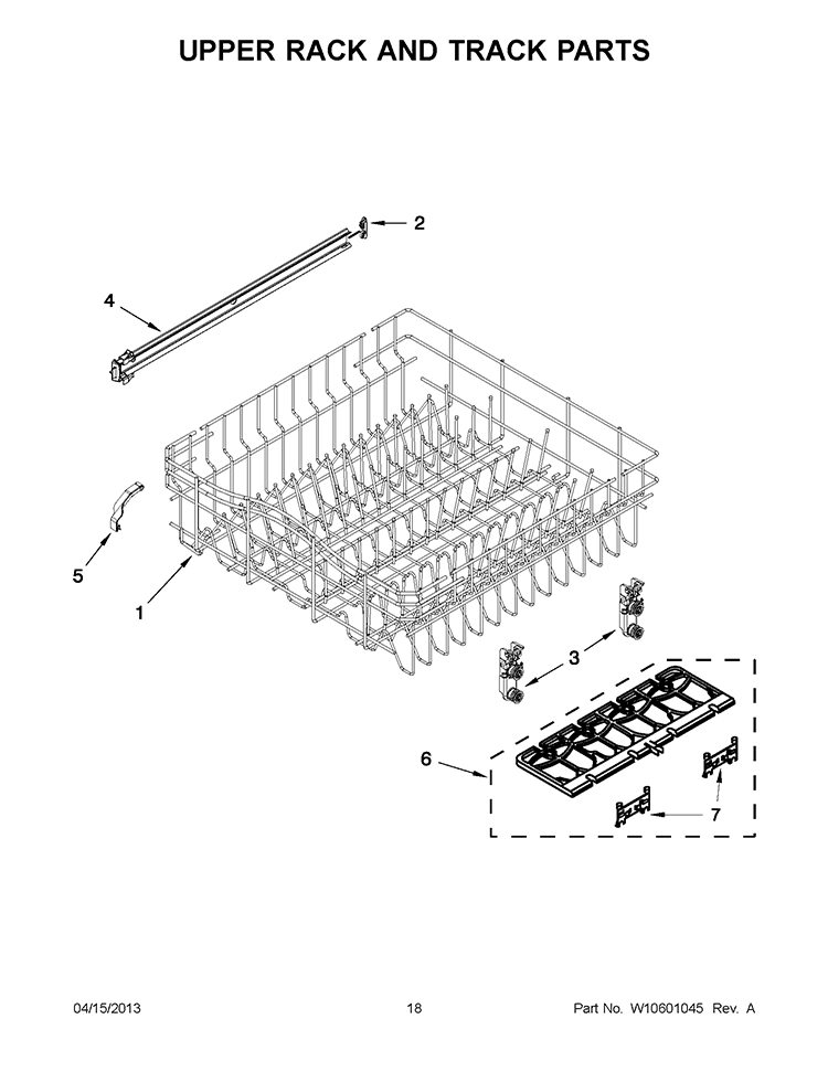 UPPER RACK AND TRACK PARTS Diagram and Parts List for WDF775SAYW2  Whirlpool Dishwasher