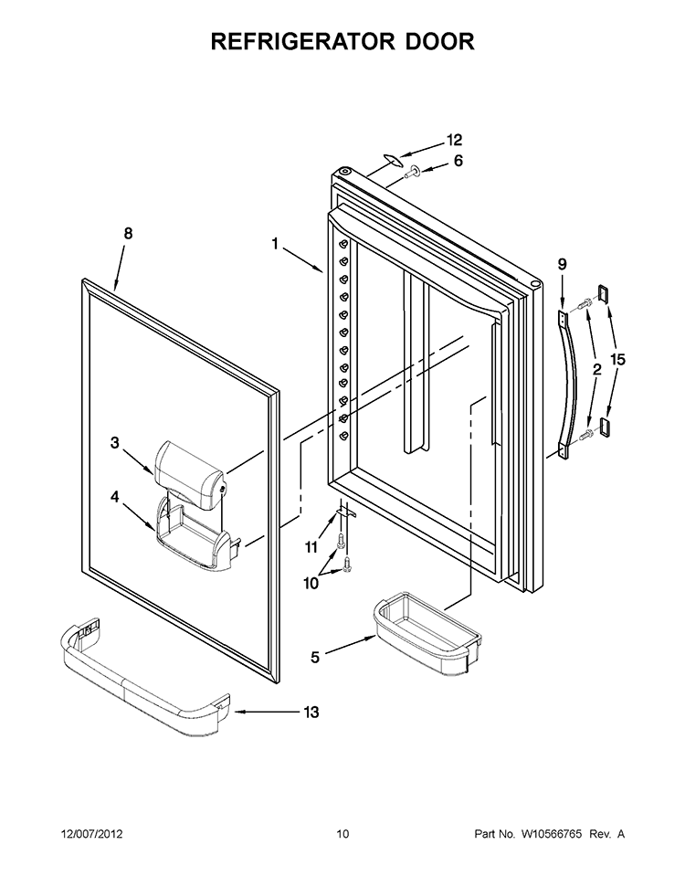 REFRIGERATOR DOOR Diagram and Parts List for ITB19440Q03  Inglis Refrigerator