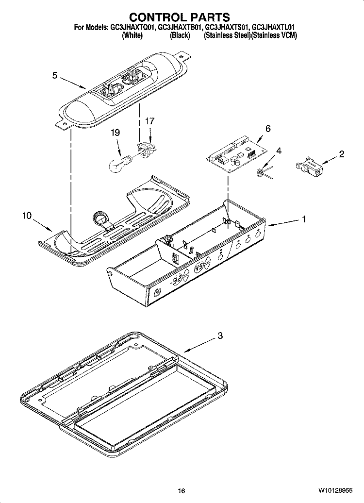 CONTROL PARTS Diagram and Parts List for GC3JHAXTB01  Whirlpool Refrigerator