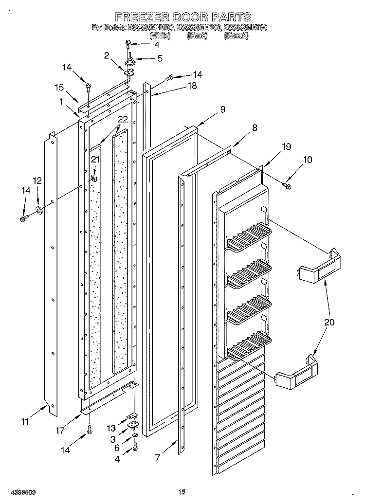 FREEZER DOOR Diagram and Parts List for KSSS36MHT00  KitchenAid Refrigerator