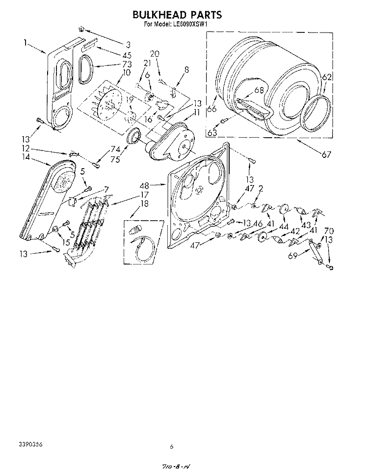 SECTION Diagram and Parts List for LE6090XSW1  Whirlpool Dryer